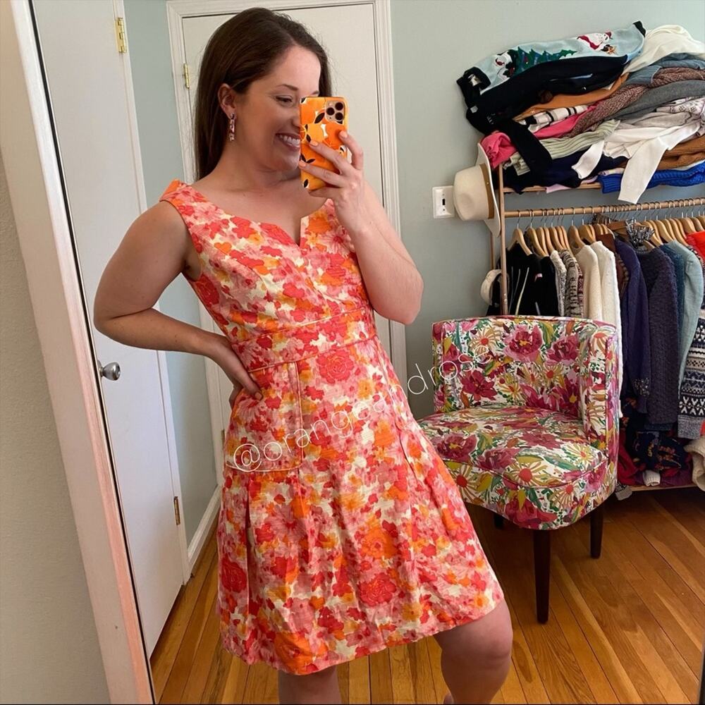 Anthropologie Shoshanna Pink Watercolor Floral Sheath Mini Dress Spring 8 - Picture 12 of 12